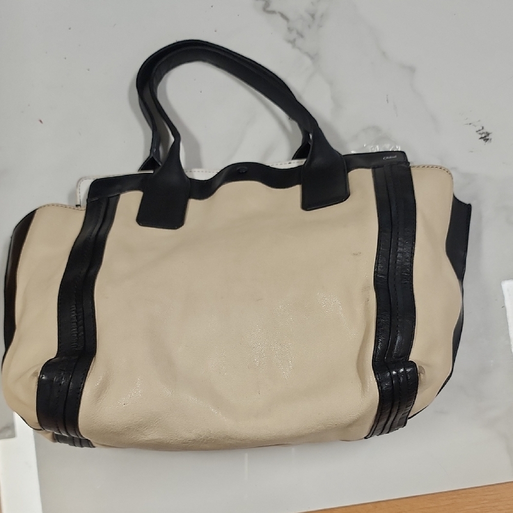 Chloe Beige and Black Tote Bag